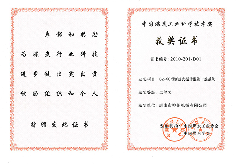中國煤炭工業(yè)科學(xué)技術(shù)二等獎
